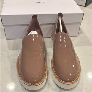 Vince Glossy Brown Slip-On Shoes